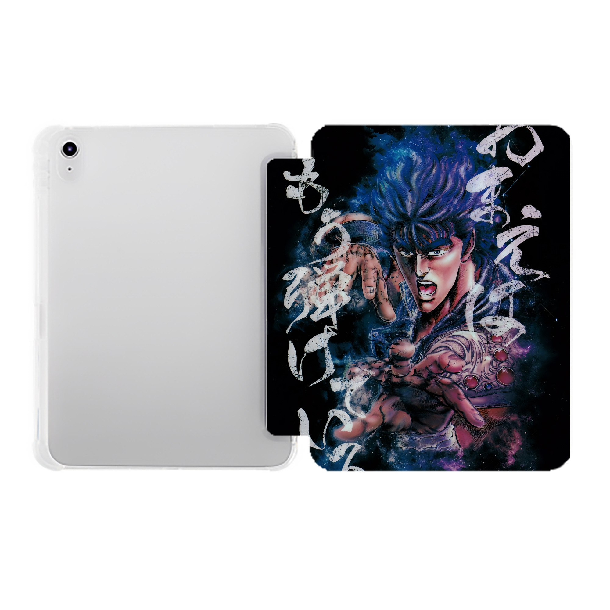 （画像用） 北斗の拳 Fist of the North Star IPad ケース ペン収納付き 三つ折りスタンド PUレザー×シリコン 対応機種9.5/10.5/10.9インチ